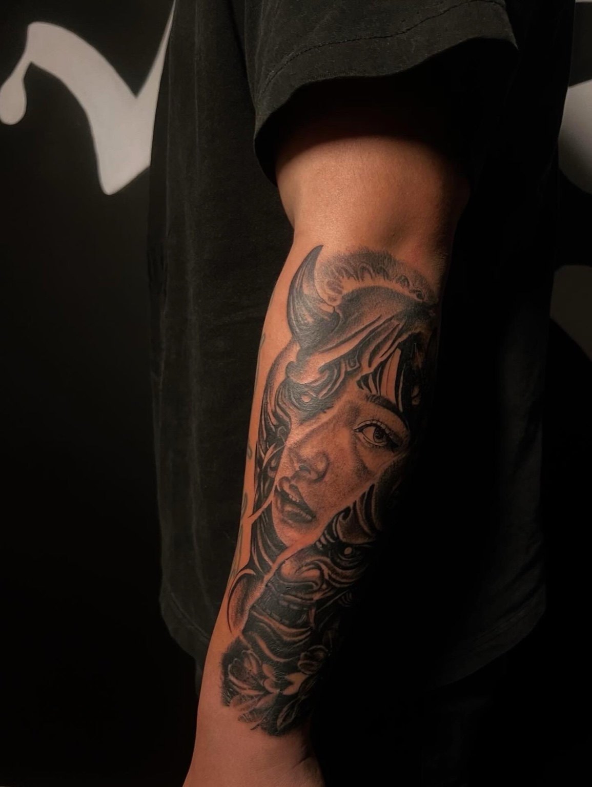 Oni Portrait tattoo by Cam Donachie