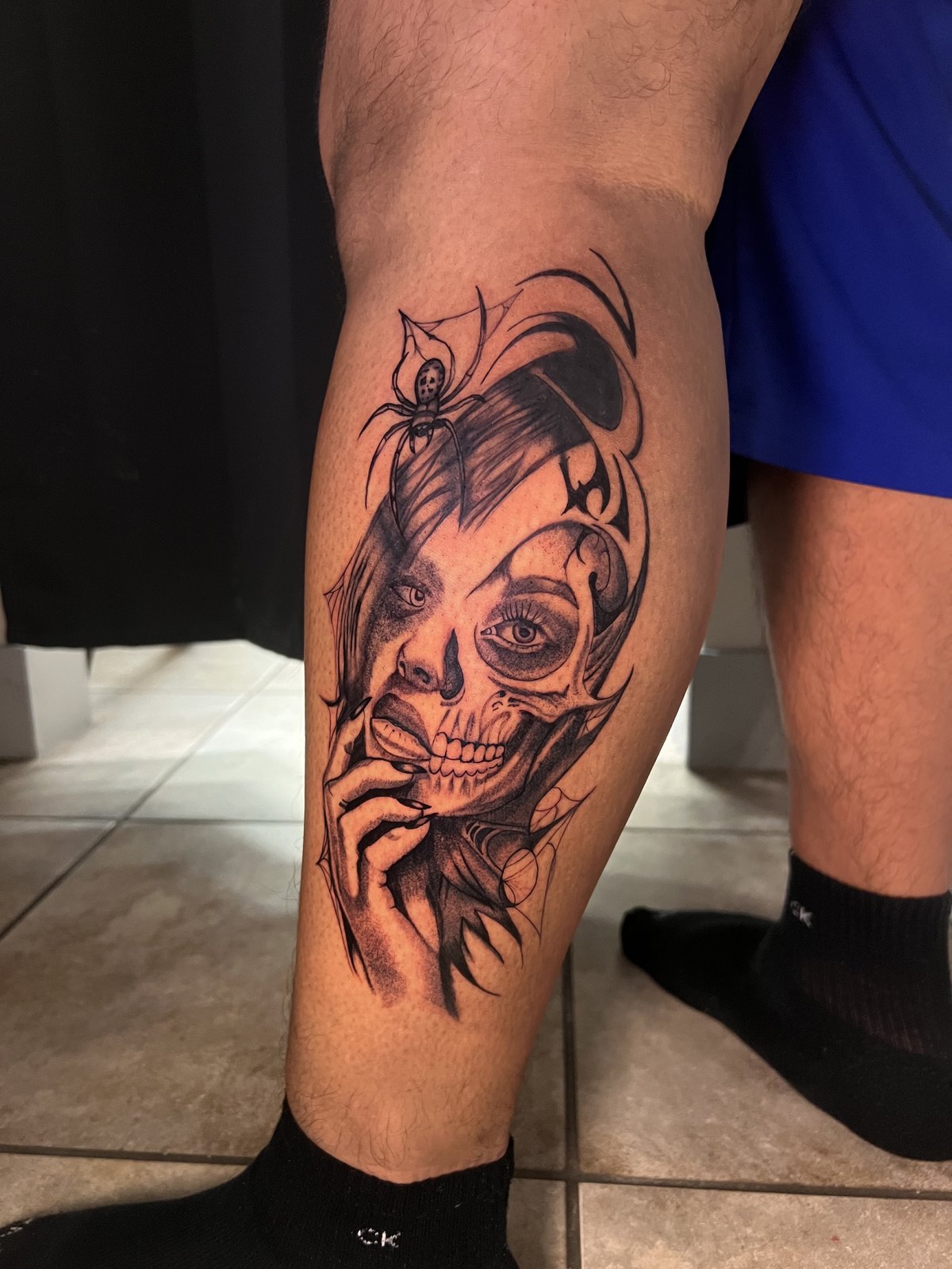 Half Skull Portrait tattoo by Cam Donachie