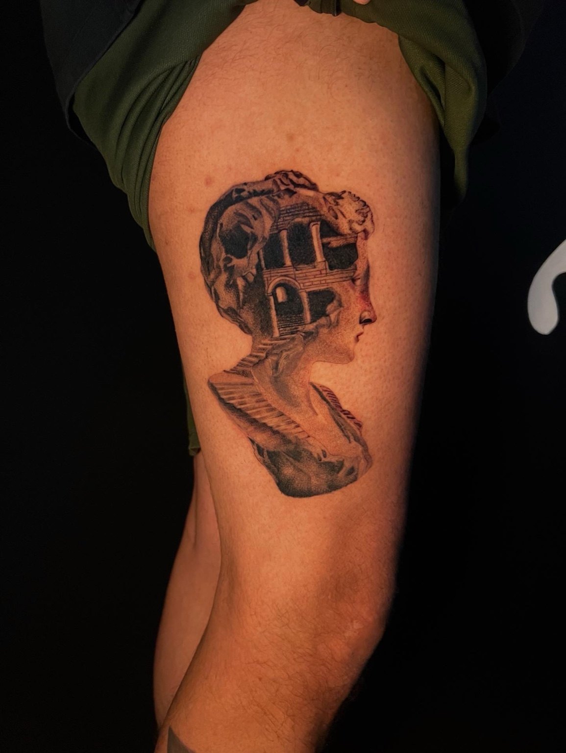 Classical Bust tattoo by Cam Donachie