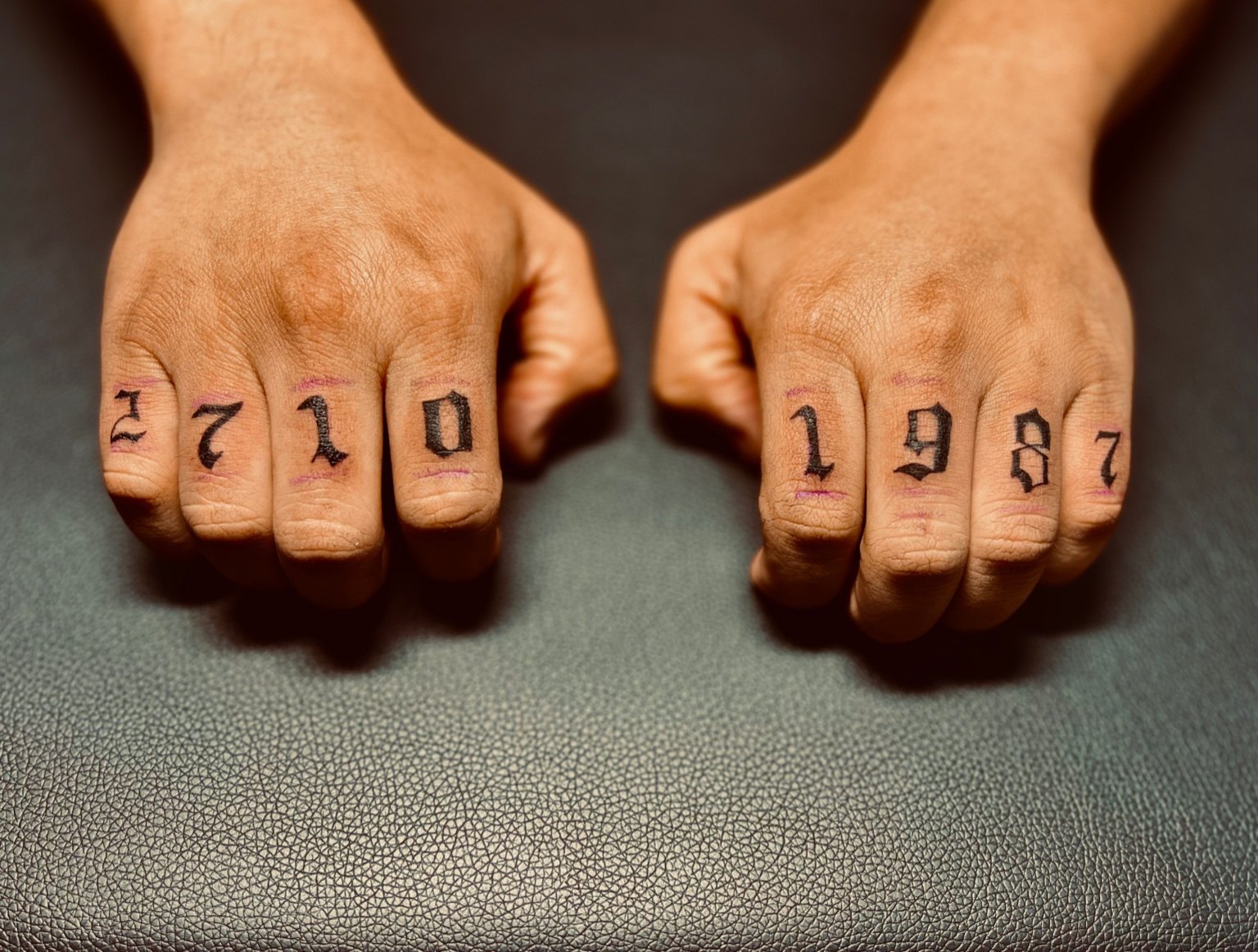 Gothic Numbers tattoo by Cam Donachie